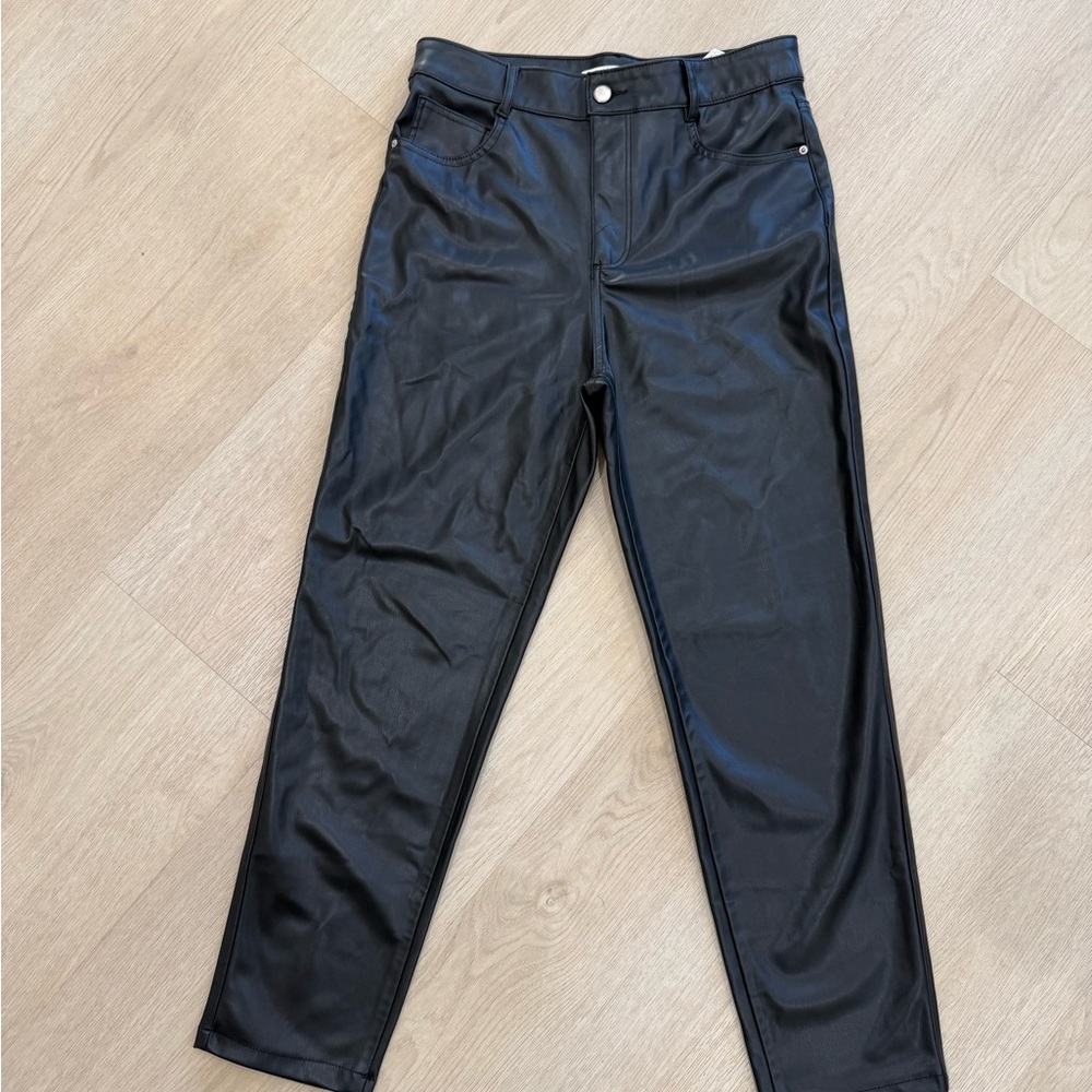 Zara Black Leather-Style Trousers